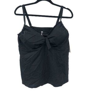 SWIMSUITS FOR ALL Black Tankini Swim Top 20 NWT Plus Size Interior Bra Clasp NEW